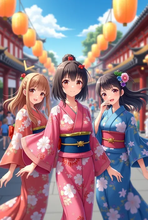 Help create Japanese-themed anime female characters during the festival season by wearing yukata