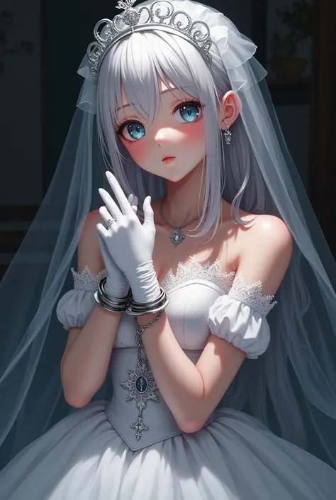  Anime Girl，bride，White Gloves，Handcuffs Bondage