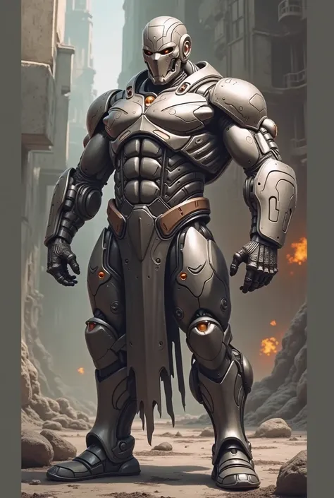 Muscular cyber warlord in metalic muscular armour,, Детально, Шедевр, Высокое разрешение, 