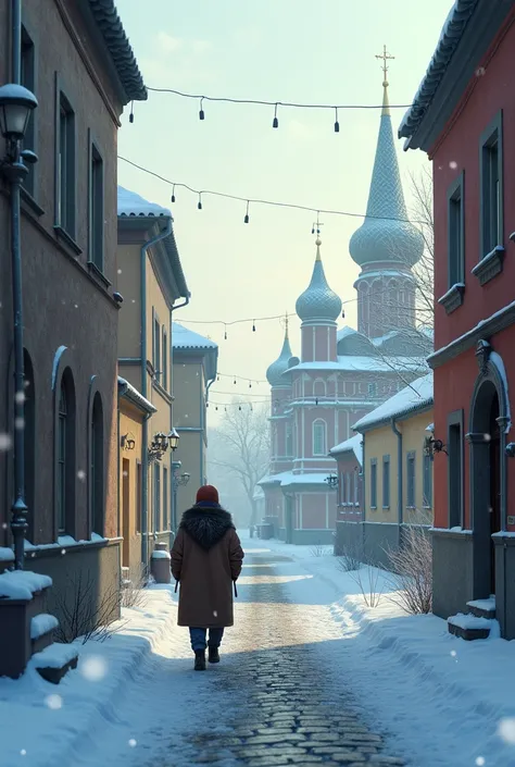  walking through the streets of kostroma on a cold winter day,