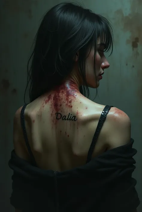 Woman bruise neck name on back Dalia 