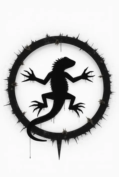 Make a symbol similiar to the SCP icon but theres a lizard in the middle, make it black and white and make it look like a drawing, not realistic, make it look like digital art, no shadows of anything, make it look like an SCP symbol