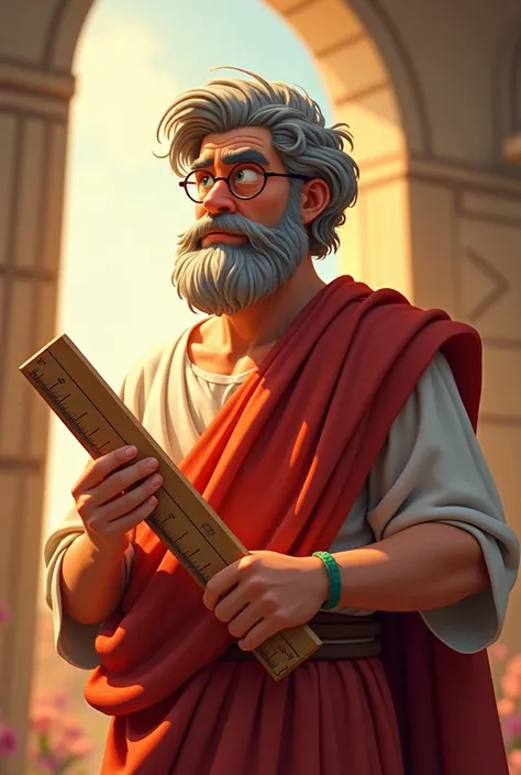 Aristotle holding a ruler, animated look