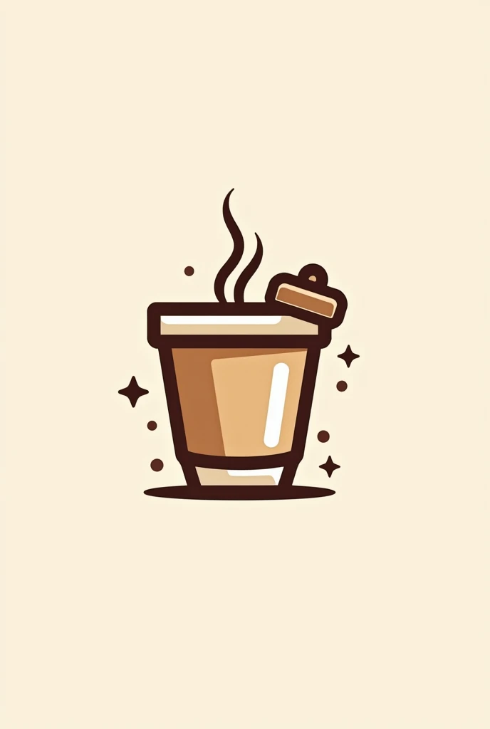 A vibrant and youthful logo for a mobile coffee shop, featuring a stylized takeaway coffee cup with a lid, symbolizing freshness and mobility. The design emphasizes energy and modernity, using clean lines and a warm palette of brown, beige, and white, with...