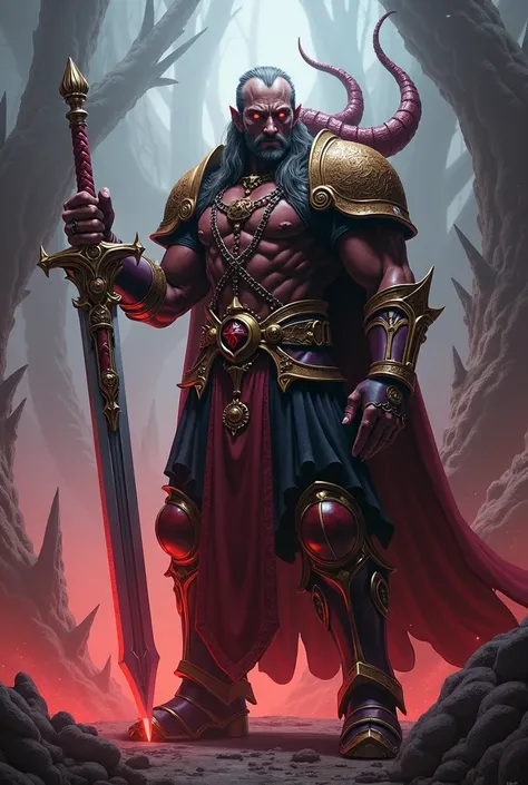 Warhammer 40k,a man, rogue trader, slaanesh cultist, with sword in hand