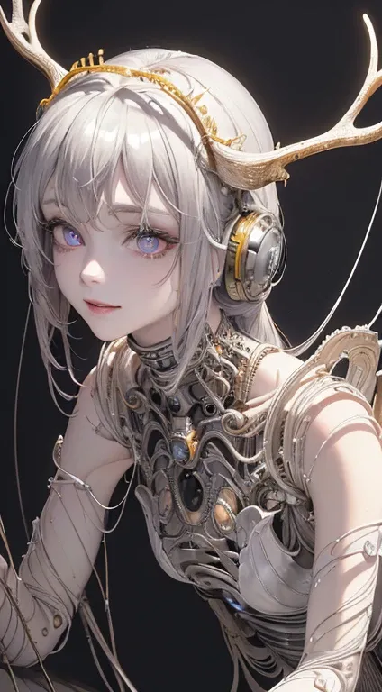 (((masterpiece))), ((( top quality ))), (( ultra detail )), (highly detailed CG illustration), (( extremely delicate and beautiful )),(from side),Cinematic Light,((one mechanical girl)),Alone,whole body,(Mechanical hinge:1.2),((Mechanical blood vessels on ...