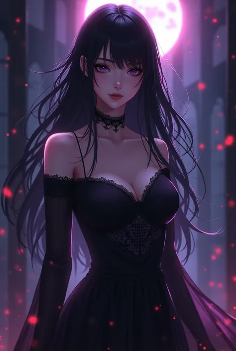 Dark attribute female character , purple, Black,  Japanese anime style