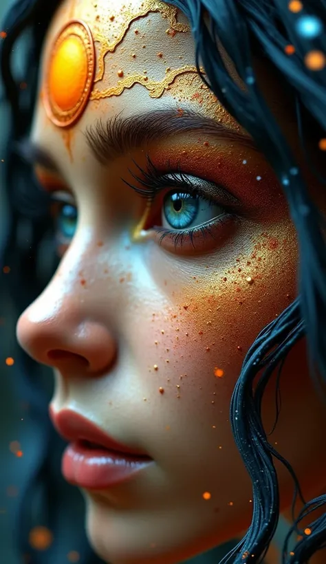 （beste-Qualit，Ultra - detailed，La meilleure illustration，Meilleure ombre，tmasterpiece，A high resolution，professional artwork，famous artwork），detailled eyes，Des yeux magnifiques，Clivage en gros plan，Sci-FY，colored sclera，Yeux de robot，Marquage du visage，Tat...