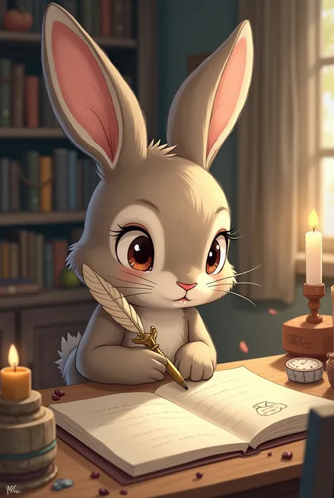 Female rabbit writing writer illustration