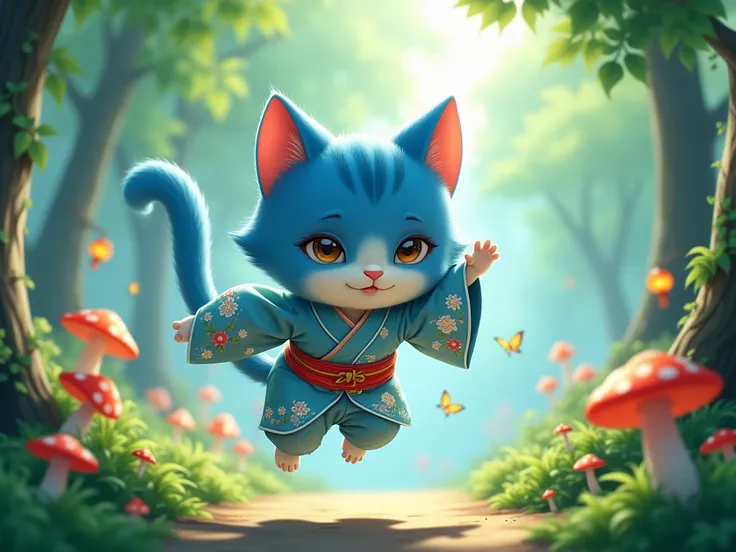 Blue Cat in Clothes ， Blue Cat in Japanese Movies，Play in the woods