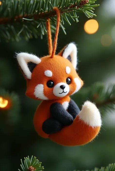 Christmas tree toy in the shape of a red panda for a Christmas tree