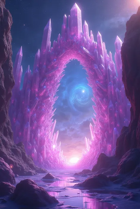 Make a bunch of crystals that are purple behind the portal to space and fog