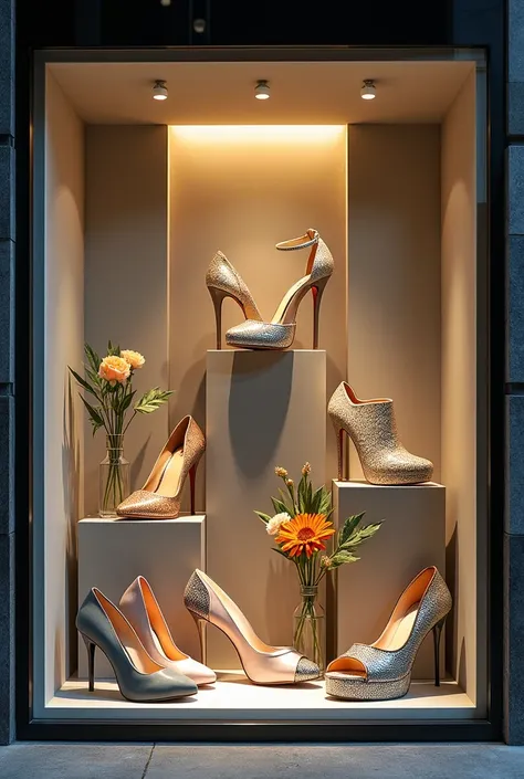 Amazing window display on shoes with props