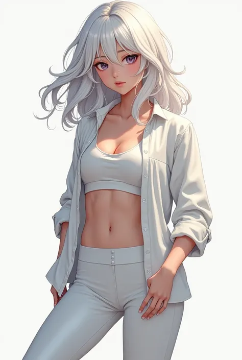 (hyperrealistic), (illustration), (high resolution), (8K), (extremely detailed), (best illustration), (beautiful detailed eyes), (best quality), (ultra-detailed), (masterpiece), ( wallpaper), (detailed face), solo, 1 girl, white wavy hair, korean, heteroch...