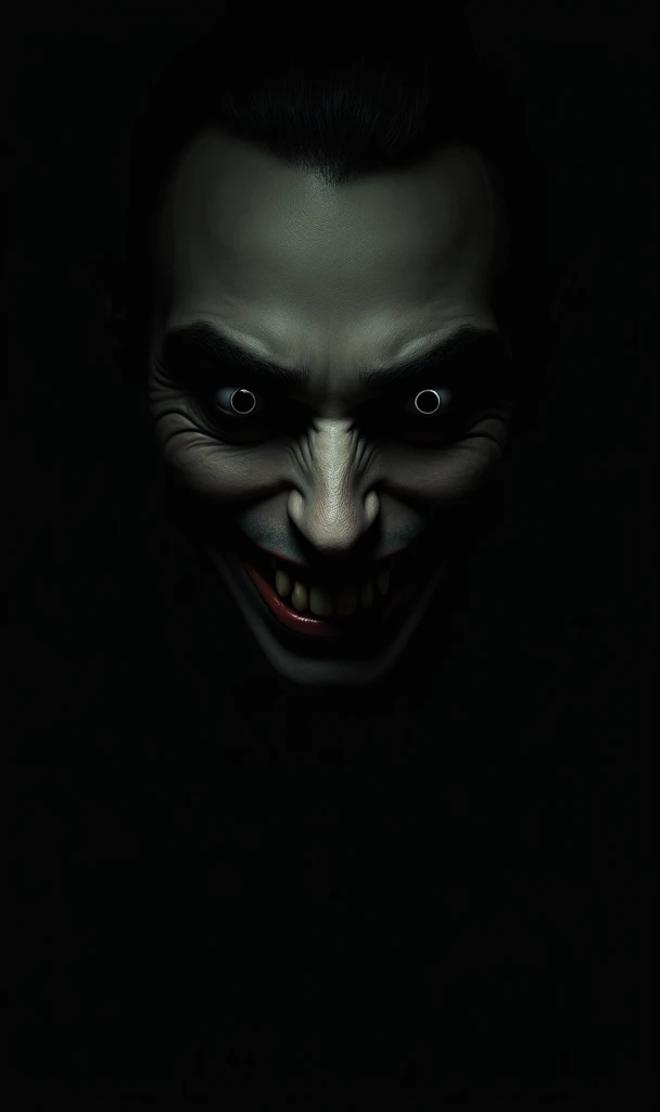 ominous eyes and a smile on a black background