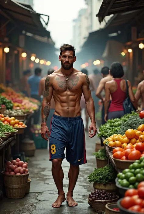 Lionel Messi Without Any Dress He Selling Vegetable Through Walking To The People And Local Market At Rail Station 