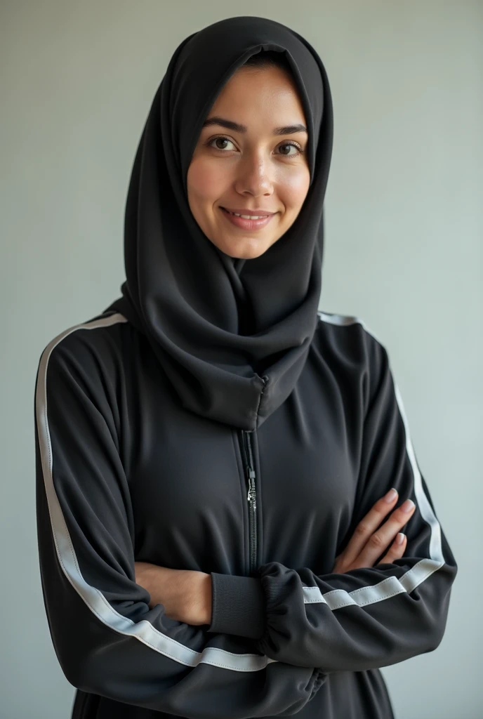 YOUNG BEAUTIFUL WOMAN WEARING HIJAB AND TRACKSUIT 