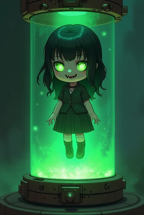 Veey evil chibi girl   green cylinder tube 