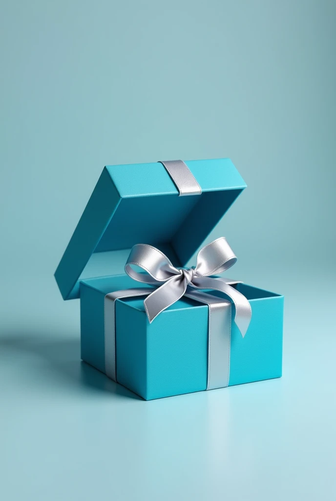 Give me an image of an opened blue gift for a poster