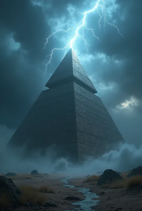 Thunder in the dark sky ancient pyramid sci fi