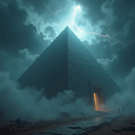 Thunder in the dark sky ancient pyramid sci fi