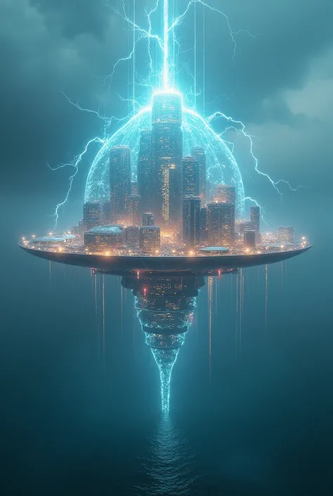  floating city

Aesthetics :  Translucent domes floating among charged clouds,  with rays and constant energy circling .
location: Over the Caribbean Sea ,  a region historically marked by storms .