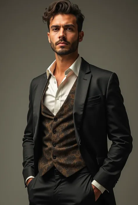 Aqui está o prompt aprimorado, mantendo o homem com aparência masculina, mas vestido de mulher:

"A realistic image of a man with a strong, masculine appearance, confidently dressed in womens clothing. He wears a sophisticated, elegant outfit, such as a fl...