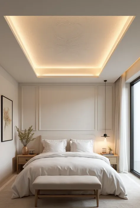 Bedrooms with ceiling design with drywall and plain light