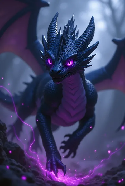 Lira (the Shadow Dragon) Swipe out ,  with eyes shining purple .  She silently watches others,  a slight smile on her face .