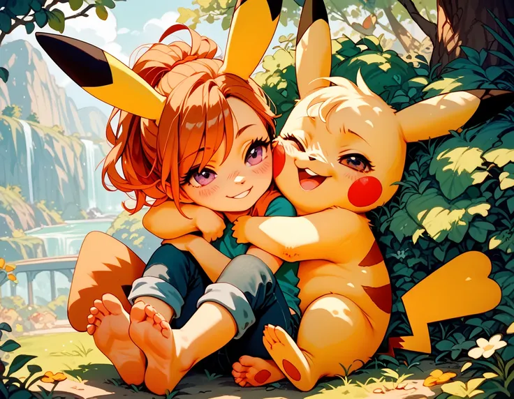 pikachu, scorbunny, hug, fall, face sitting, love juice