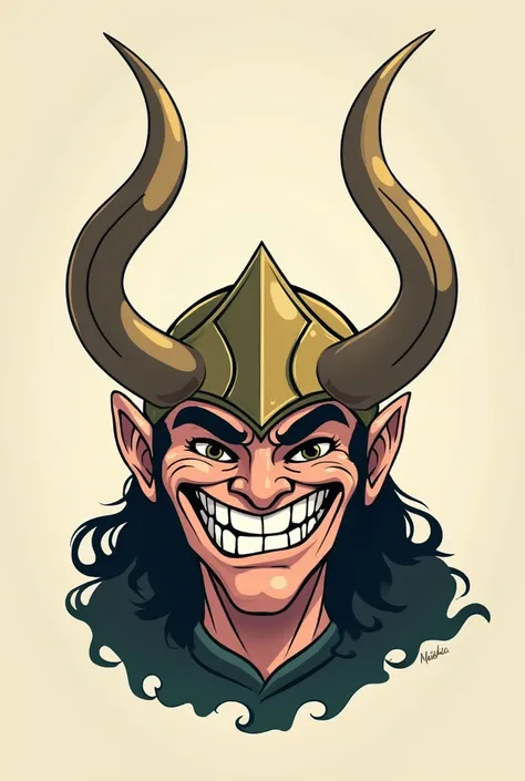 Troll face meme com o capacete do loki do mcu