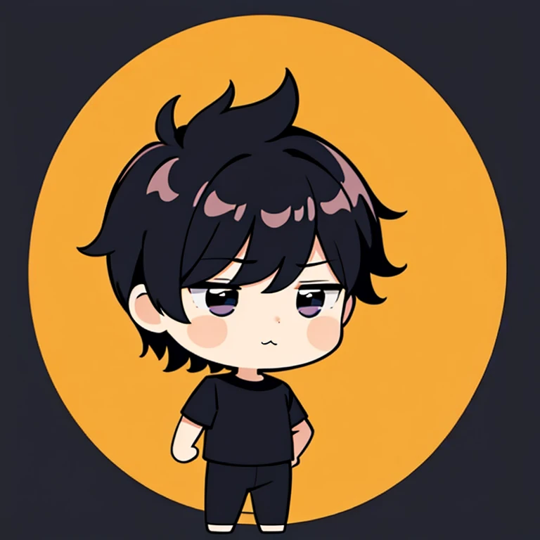 a cartoon boy in a black shirt and black pants, Fanart oficial,  high quality fanart , Jungkook, 🍁 , Chibi Art, advanced digital Chibi Art,  chibi,  an adorable Korean face ,  yoongi , official illustration, has sorte,  art style,  by Master Kanbun , estil...