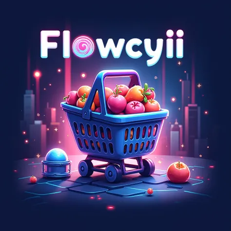 Logo store FLOWCYII STORE slogan Digital Market illustrated basket 