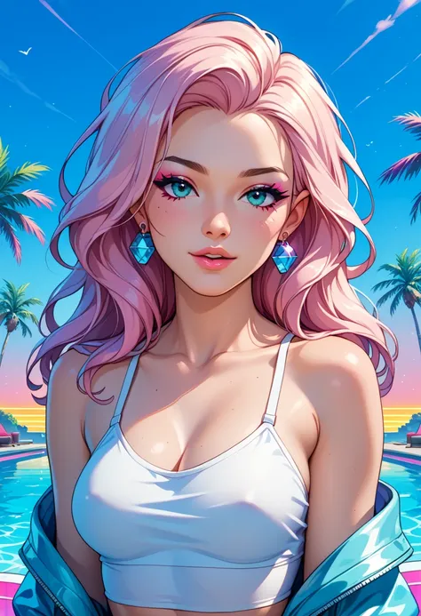 score_9, score_8_up, score_7_up, beautiful, perfect eyes, Vaporwave girl