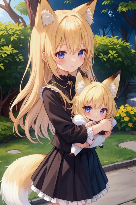  girl、smile、 fox ear、Fox&#39;s Tail、Blonde、Children、Frills、 miniskirt