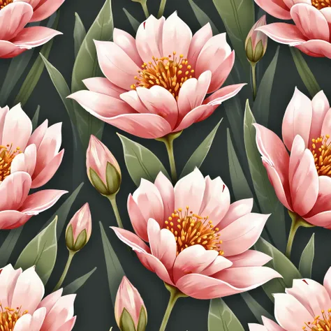  watercolor flowers repatable pattern, in the style of daark brown background, light pink, green, soft color blending
, Watercolor, trending on artstation, sharp focus, studio photo, intricate details, highly detailed, by greg rutkowski