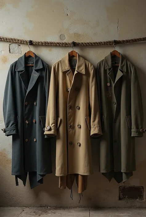  Yes, however, they must be hung on a wall and the coats must be much simpler, da poveri, usati,  slightly broken .  A coat for men ,  one for women and one for ren , in a row .  The wall must be cleaned in opaque denim blue 