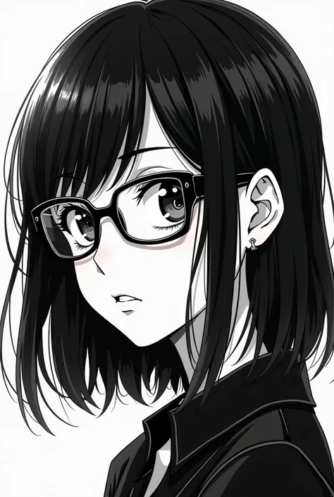 anime girl with black horn-rimmed glasses, a manga drawing inspired by Yukihiko Yasuda, tumblr, 2 6 - year - old anime goth girl, with glasses, (anime girl), !!wearing glasses!!, semirealistic anime style, in an anime style, style of junji ito