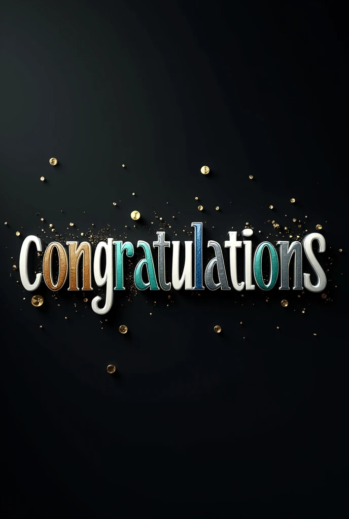 3d name put black blue green white gold dark gray diamond Color  “CONGRATULATIONS” and black background 