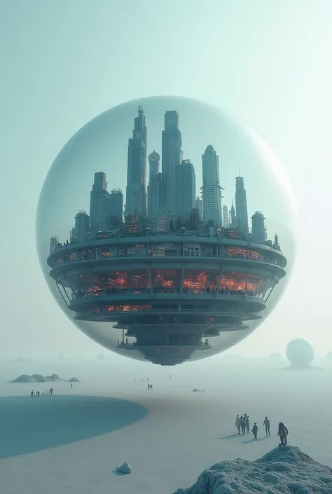 city in a sphere against the background of emptiness