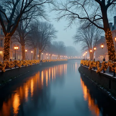 A picture of the Thames，christmas decoration， no one