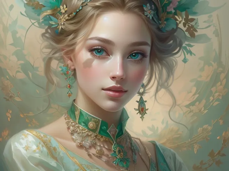  painting of a woman in a dress with a tie and a necklace, beautiful fantasy girl , Beautiful character portrait, beautiful Fantasy-Kunst portrait, beautiful,  adorable digital art , elegant digital painting, beautiful Fantasy-Kunst,  beautiful girl, very ...