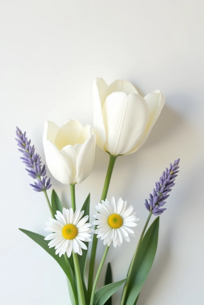 No, just White tulip, Daisy and lavender 