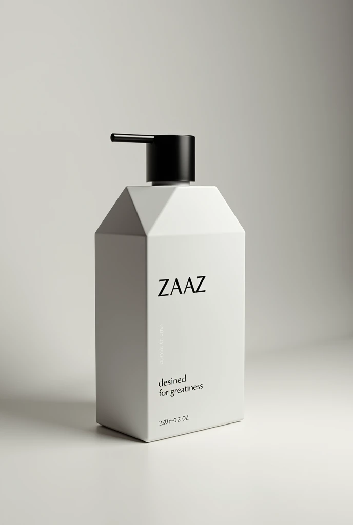 bodywash product with the brand "ZAAZ" with subheading "Destined For Greatness" make sure to make the product looks minimalist 