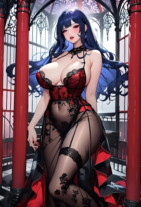 Prostitute。Blue Gloss Hair 。 Bewitching Purple Eyes 。Lump on the corner of the left eye。Bright red lips。bewitching。 ecstatic expression beside the piano。 sexy。。Decadentで美しい女性。Delicate shoulders。Big Breasts。 pink nipples。Seductive waist。Voluptuous body。 sof...