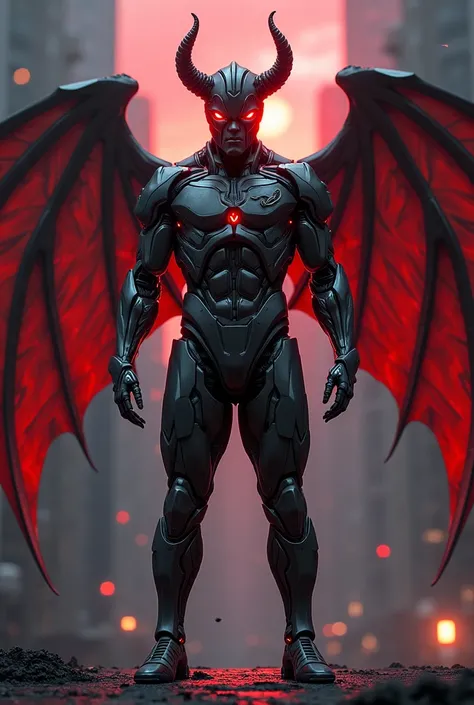 Ronaldo in a cyborg costume in the shape of Lucifer 