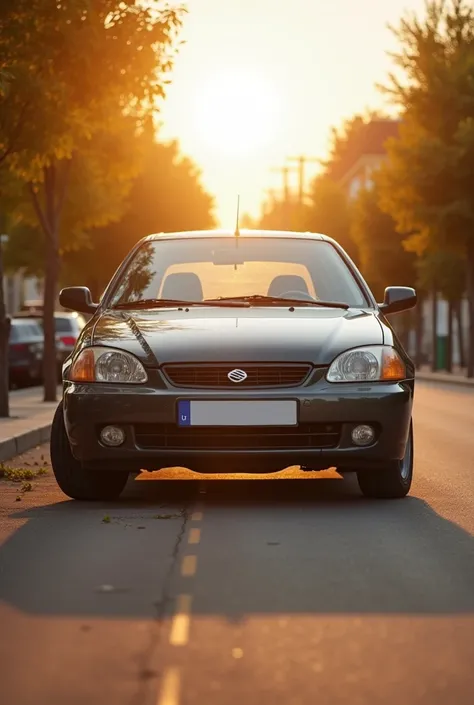 I want to create a youtube thumbnail. A car is parked in a sunny place. In this video, I will talk about the measures that can be taken to avoid the heat of the sun. Generate an image for the background of the thumbnail in a way that is relevant to this.