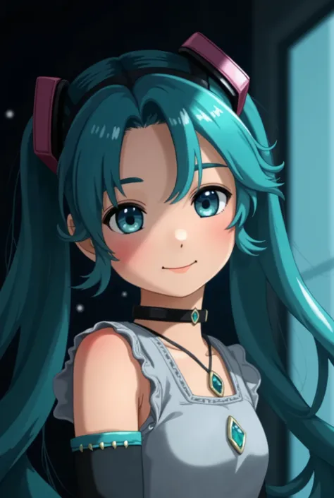 (masterpiece、最 High Quality 、最 High Quality 、 Official Art 、 beautiful and beautiful :1.2)、( One Girl :1.3) Hatsune Miku 、 twin tails, Beautiful breasts,   cute girl、最 High Quality , masterpiece,  high definition ,  1 girl, Porcelain Dress, hair accessorie...