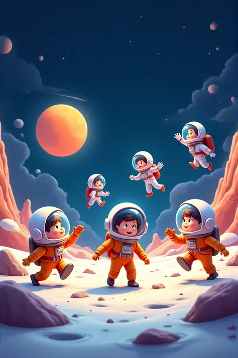 Astronauts on the Moon, animated characters