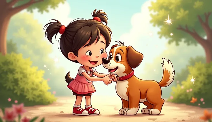 "Me and My Dog, Benny"(a girl and her dog)
 Oh, Benny, my friend, you’re loyal and true,  
With a wag of your tail, you brighten my view.(create cartoon images)